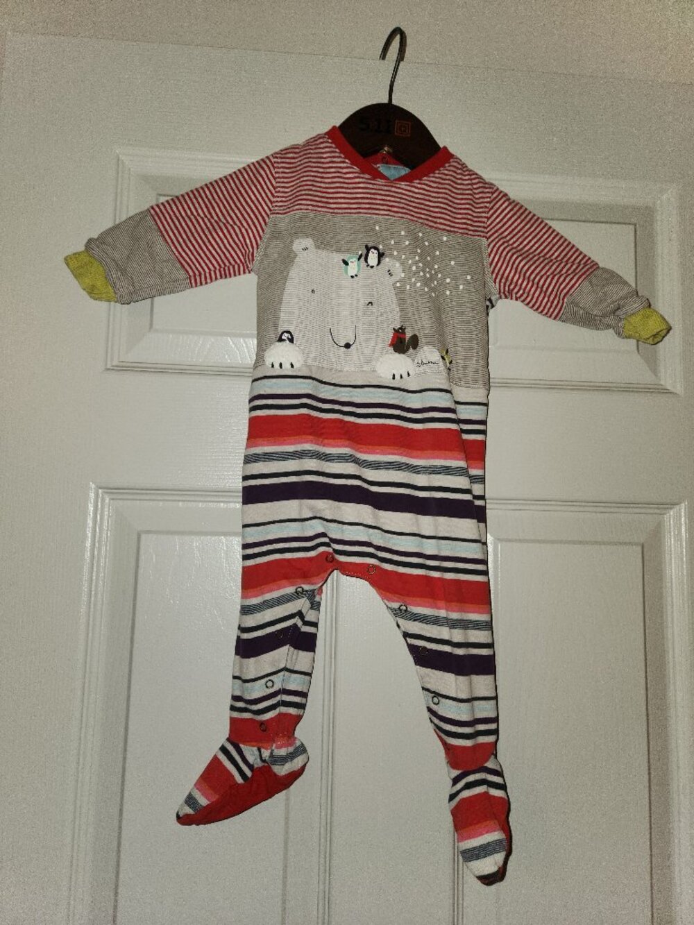 Catimini Baby Striped Polar Bear Footed Sleeper – 12 Months